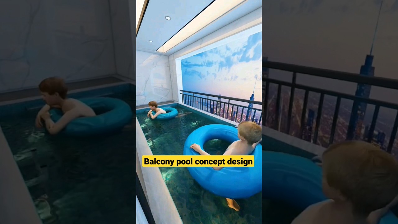 Modern balcony with pool design | balcony design 