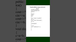 simple addition using constructor in c++  #viral #shortvideo #c++ #shorts #odisha #short #shorts