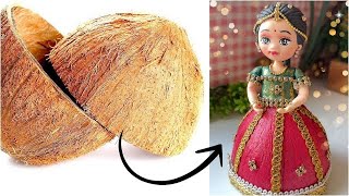 Amazing DIY with Coconut Shells | Brilliant Idea to Make dolls | Clay Craft Ideas