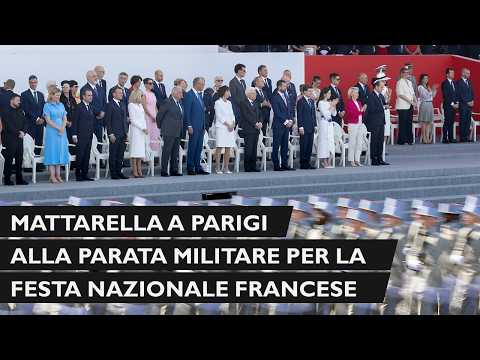 Mattarella alla parata militare in occasione della Festa Nazionale francese