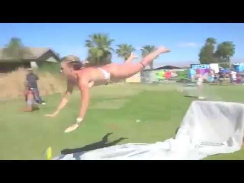 Slip n Slide Girl Loses Her Panties