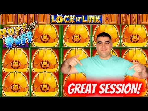 I Made A Big Profit With Free Play ! Huff N Puff Slot Machine BIG WIN ! High Limit Money Link BONUS