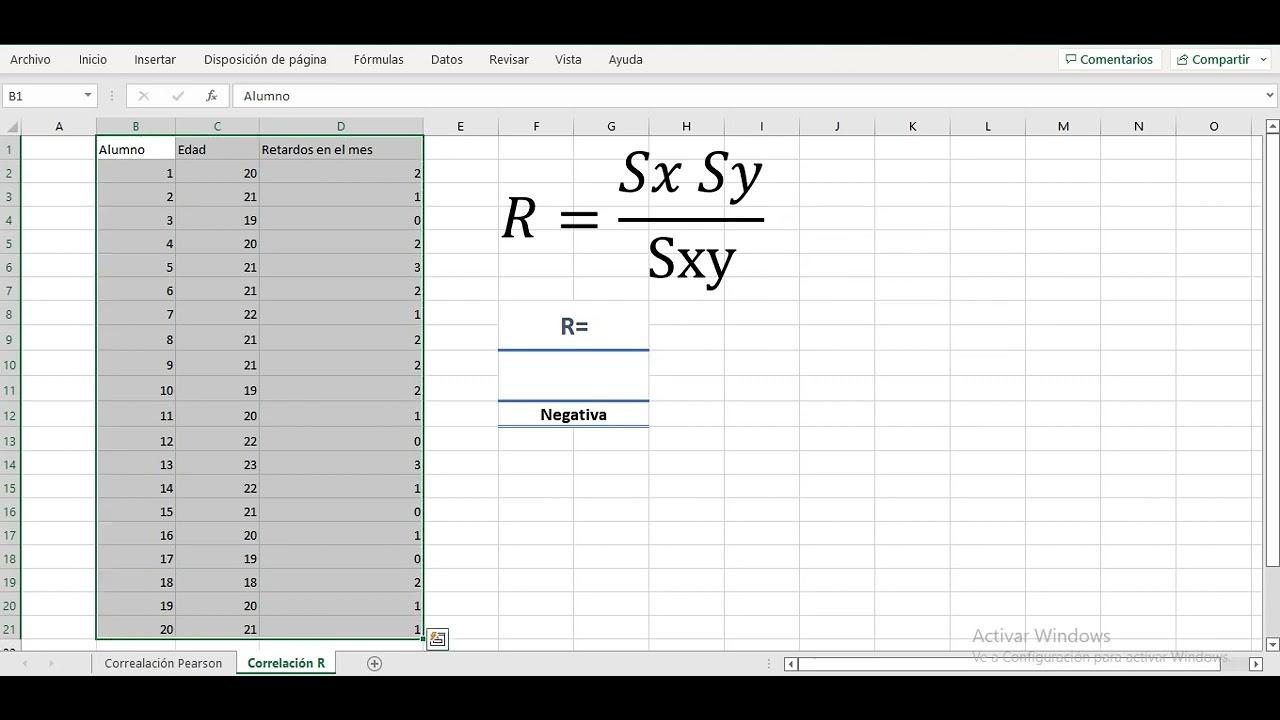 Correlación de Pearson Fórmula en Excel YouTube