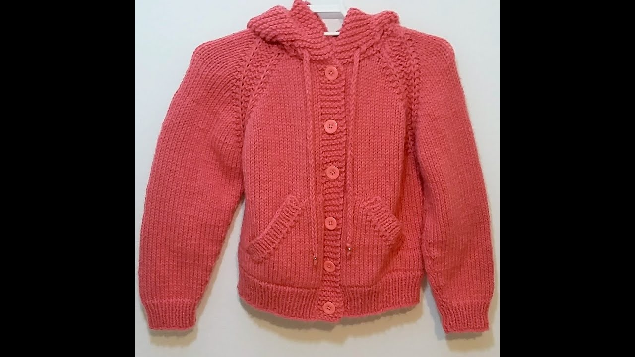 Casaco em Tricô com Capuz e Bolsos - 6/8 anos - Parte 1