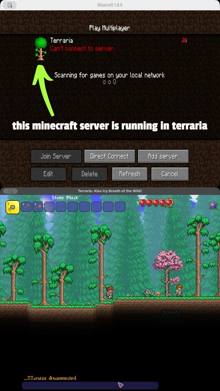 Thumbnail: I made a minecraft server in Terraria