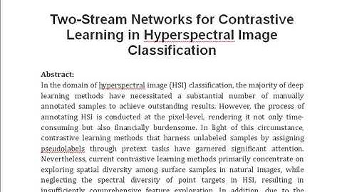 Two Stream Networks for Contrastive Learning in Hyperspectral Image Classification