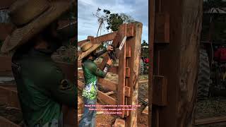 Precision Chainsaw Skills For Finishing A Heavy Timber Gate #fence #gate #farming #satisfying #how