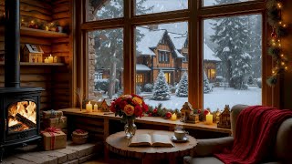 Quiet Winter Morning Ambience - Warm Fireplace & Relaxing Piano Jazz Music for a Cold December Day