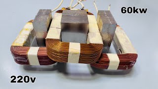 How to turn 3 microwave copper coils into 60000w powerful generator