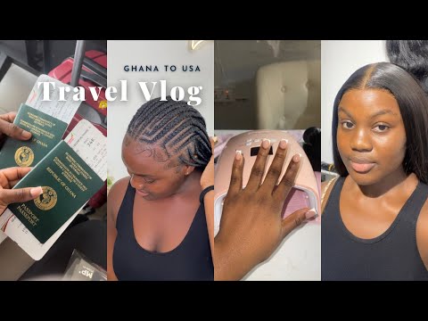 TRAVEL VLOG: Ghana to America +maintenance(nails,lashes,braids) + shopping