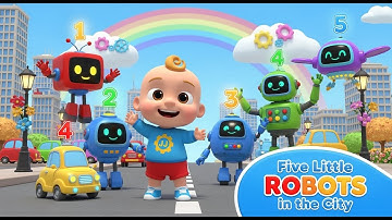 Five Little Robots in the City | Fun Robot Counting Song for Kids | Robot Adventure Rhyme
