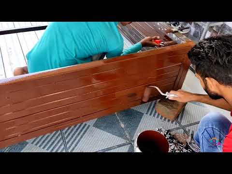 purane bed ko colour kaise kare??? || oil paint on bed || Brown paint on bed