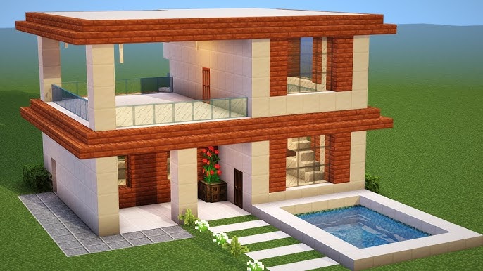 Casas modernas em minecraft - nossa casa de hj é essa , muito linda né ,  amanha tem mais ,galera peço a vocês que escolham um nome para nossa cidade  deixem nos