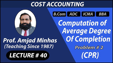 CPR | Computation of Average Degree of Completion | Prof Amjad Minhas | Cost Accounting | BBA | Ch#7