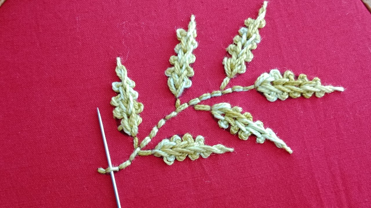 Hand work Embroidery|| Leaf Stitch 🌿 Very Easy Tutorial for beginners 🪡 ...