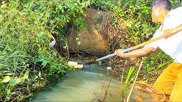 Unclogged Culvert Drain - Removal Debris Clogged Culvert Drain Water To Farm In The Dry Season