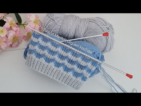 İki renkli kolay örgü modeli ✅️  Knitting Crochet.