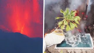 Lava Flows Into Pool After Volcano Erupts On Canary Islands