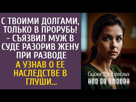 С твоими долгами только в прорубь! - съязвил муж в суде разорив жену на разводе… А узнав о завещании
