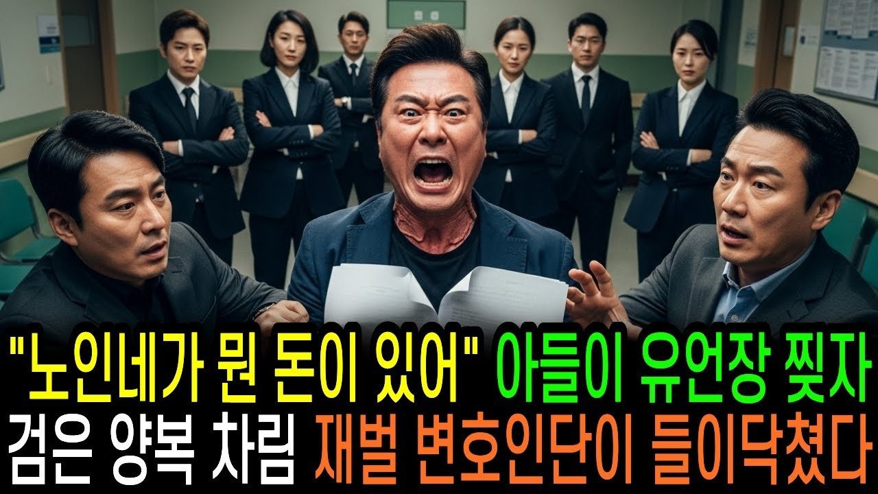 '노인네가 무슨 돈이 있어' 아들들이 유언장 찢자, 검은 양복 차림의 재벌 변호단이 들이닥치는데