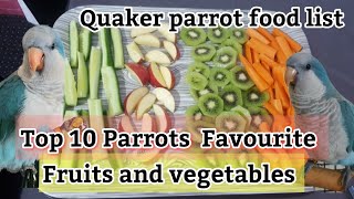 Top 10 Healthiest Quaker Parrot Food List | Parrot Eating Fruits & Vegetables
