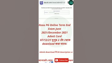 Pg Term End Exam Admit Card Download 2021 | Nsou | HelpDesk #shorts #nsou #pg #admitcard #helpdesk