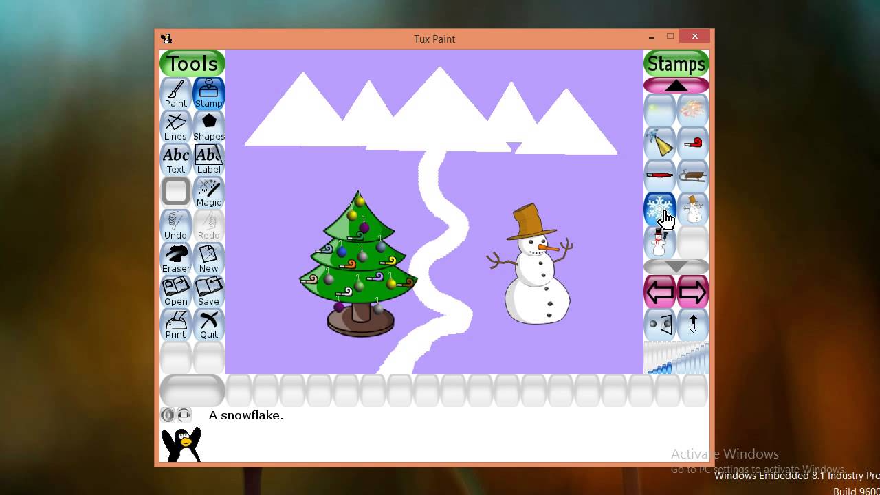 How to draw a happy christmas with tuxpaint - free drawing software