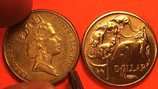 1984 Australia $1 Dollar Mob Of Roos Coin 1st Year - $92.6 Million Coins - AUS $1 Bill Replaced