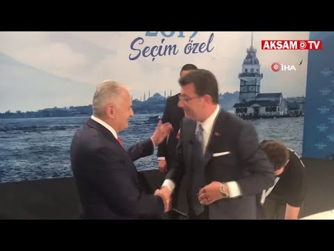 Binali Yıldırım ve Ekrem İmamoğlu'nun Ortak Yayın Öncesi İlk Karşılaşma Anı