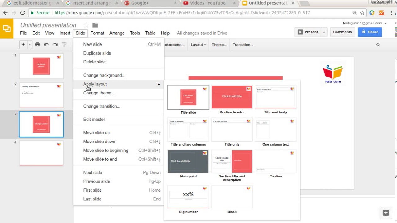 google presentation change master slide