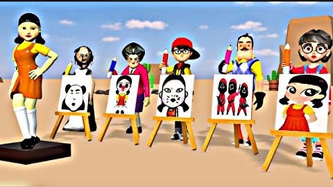 Scary Teacher 3D vs Squid Game Help Herobrine Nick Draw Squid Game Doll 5 Times Challenges