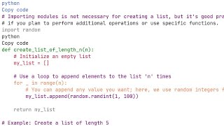 python create a list of length n