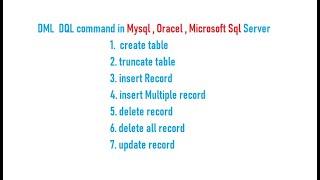 2. SQL INSERT, UPDATE, DELETE RDBMS SQL DML command MySQL | Oracle | Microsoft SQL Server