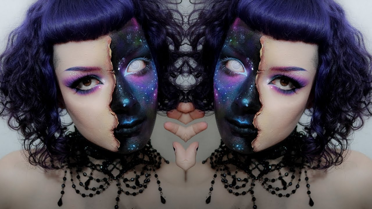 Tutorial de Maquiagem: Galáxia (ou máscara humana?) | FANTASIA FÁCIL PARA O HALLOWEEN
