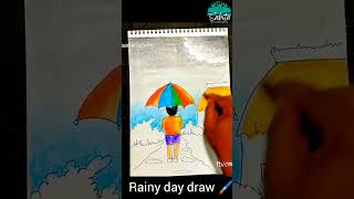 Rainy day Scenery Drawing//Easy Rainy day draw//rainy season draw#drawing #rainyday #art  #rain