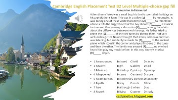 CEPT Practice B2 Level Multiple choice gap fill about a musician is discovered
