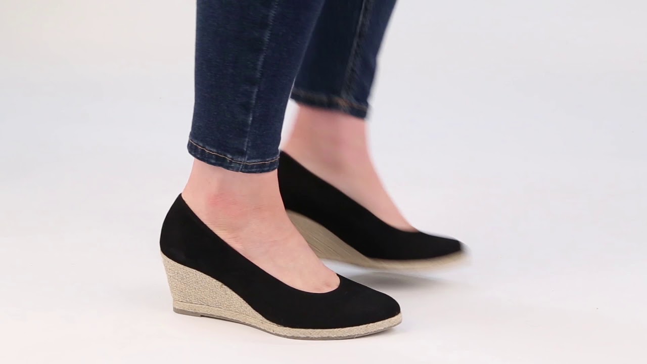 børste Settle afslappet Gabor Paisley Navy Suede Womens High Heeled Espadrilles - YouTube