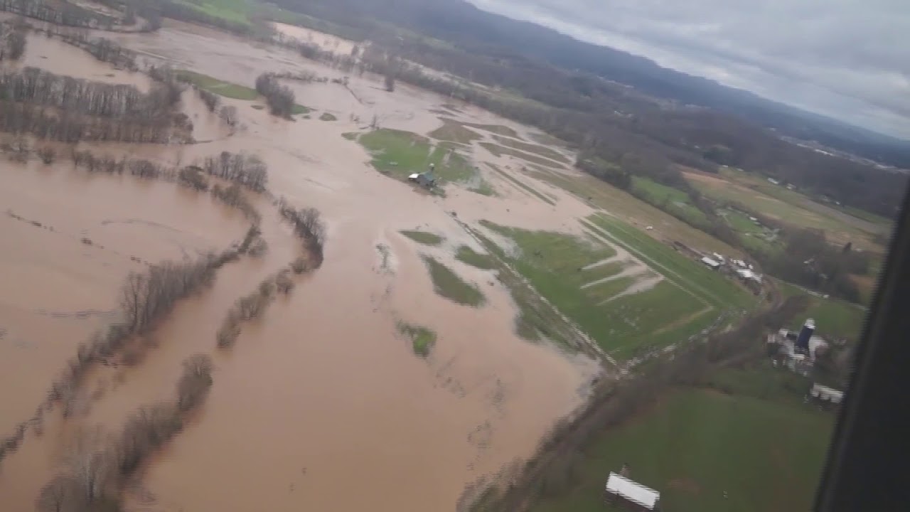 Tygart River Floods In West Virginia - Aerial View