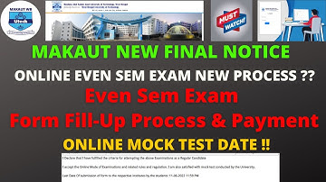 Makaut Online Even Sem Exam Form Fill Up & Payment || Makaut Mock Test || Makaut New Notice | MAKAUT