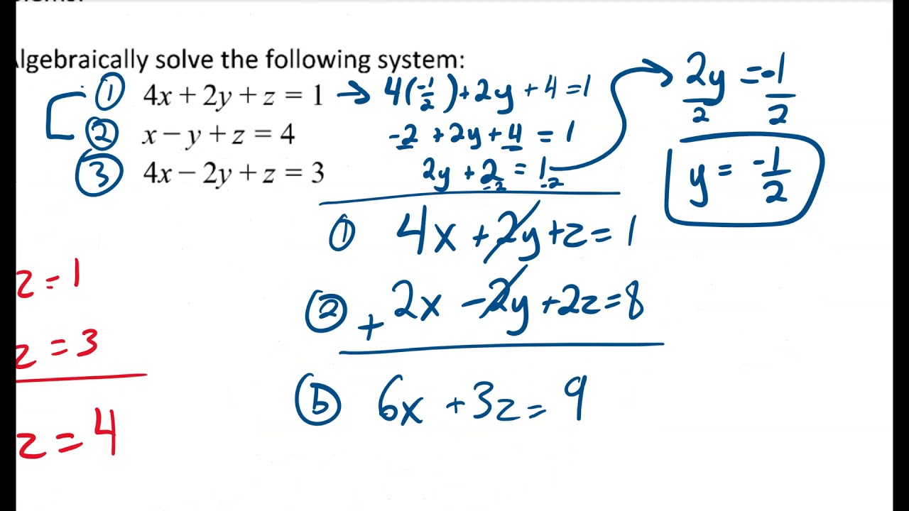 Solving Systems of Equations with 3 Variables by Elimination - YouTube