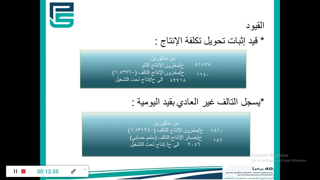 التالف والفاقد و الوحدات المعيبة و الخردة  2
