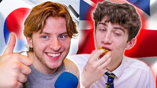 College Students Reacts to British High Schoolers try Korean Chicken for the First Time!