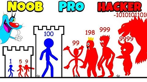 NOOB vs PRO vs HACKER in STICK WAR HERO with OGGY JACK and BOOB | MR OGG 2.0