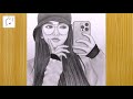 How To Draw A Girl With Glasses Easy A Girl With Selfie Drawing BTS Cap Girl Drawing Drawing 