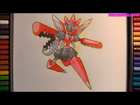 Video cách vẽ pokemon mega Scizor dạng tiến hóa tối thượng - youtube