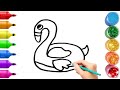 How To Draw cute Duck Drawing, Painting &amp; Coloring For Kids and Toddlers_ Child Art 🐋🌈🎨