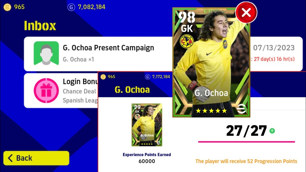 How Many Ratings? New Free Epic Card G. Ochoa Max level up Training Upgrade in Pes efootball 2023