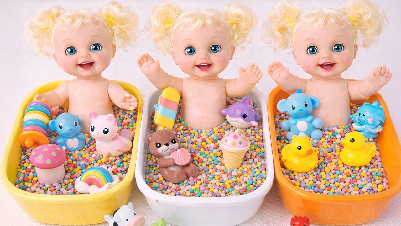 No Talking ASMR 😌 Perfect Candy Color Mixing in Bathtubs | 3D Animals