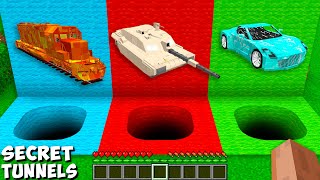 I Found SECRET TUNNELS LAVA TRAIN vs TANK vs DIAMOND SUPERCAR in Minecraft Animation ! Where do lead