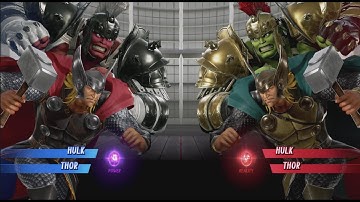 Red Gladiator Hulk and Thor vs Gladiator Hulk and Thor - MARVEL VS. CAPCOM: INFINITE